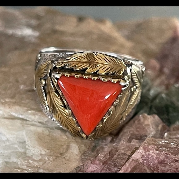 ⭐️ Coral Sterling Silver Ring - Picture 2 of 13